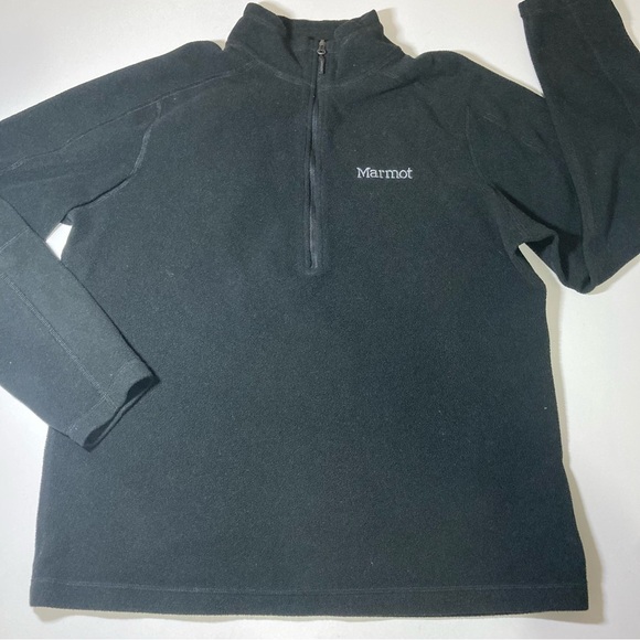 Marmot Polartec Men's M Classic Fleece 1/4 Zip Pullover Black Medium EUC - Picture 1 of 16